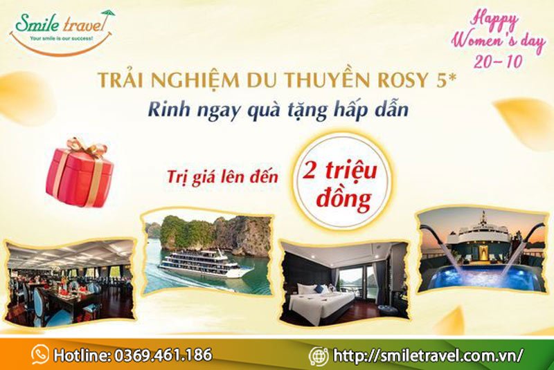 Tour du thuyền Rosy 5 sao - quà tặng ý nghĩa ngày 20/10 cho phái nữ