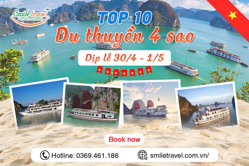 Top 10 du thuyền 4 sao đẹp rẻ nên thử nhất dịp lễ 30/4- 1/5